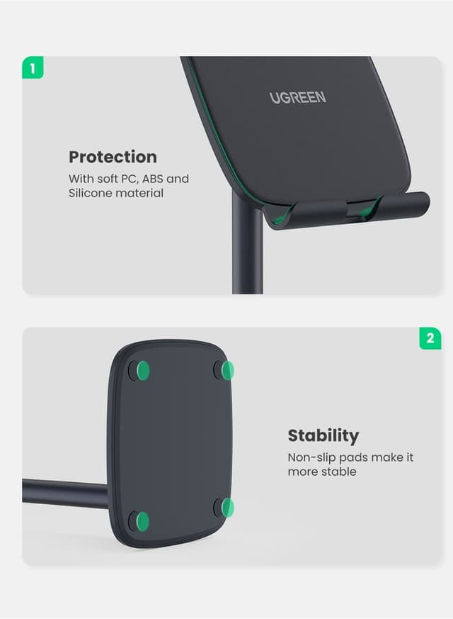 UGREEN Tablet Stand Foldable iPad Holder Metal Compatible With iPad/Pro /12.9 /2021/ 8th Generation / Mini Air 2021 Samsung Tab iPhone 13/13mini/13 Pro/13 Pro Max