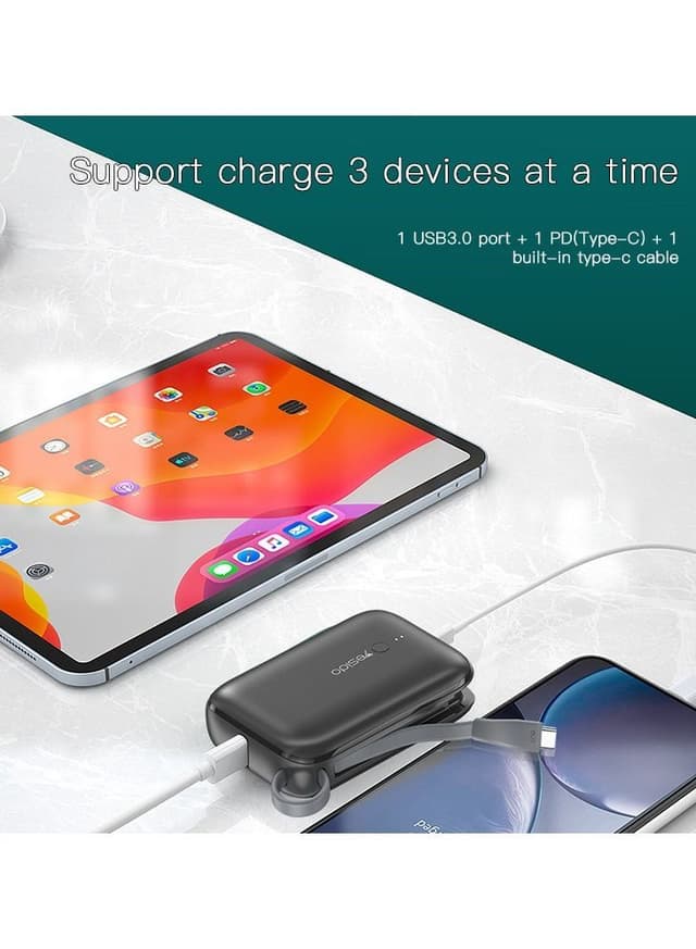 Yesido YP-18 Super Mini 10,000 Mah Power Bank Compatible with PD3.0 / WC3.0 /FCP/AFC