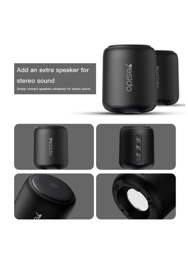 Yesido Wireless Bluetooth Speaker long battery life for Apple Huawei Android Black