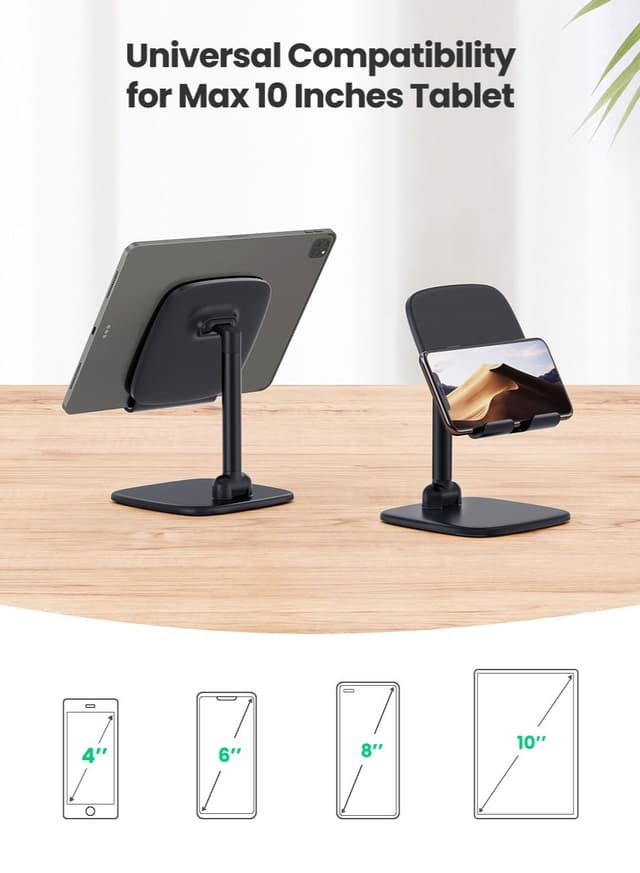 UGREEN Tablet Stand Foldable iPad Holder Metal Compatible With iPad/Pro /12.9 /2021/ 8th Generation / Mini Air 2021 Samsung Tab iPhone 13/13mini/13 Pro/13 Pro Max