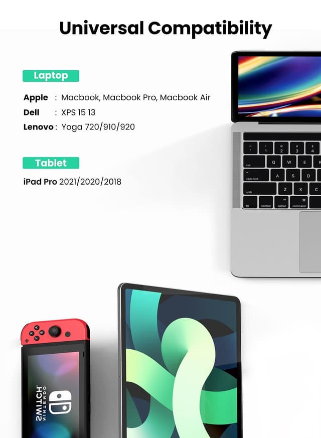 محول USB C إلى Ethernet جيجابت RJ45 شبكة سلكية Thunderbolt 3 LAN متوافق مع MacBook Surface Pro iPad Pro 2021 Switch PS5 XPS15 13 Galaxy Tabs ( USB C to Ethernet Adapter Gigabit  RJ45 Wired Network)