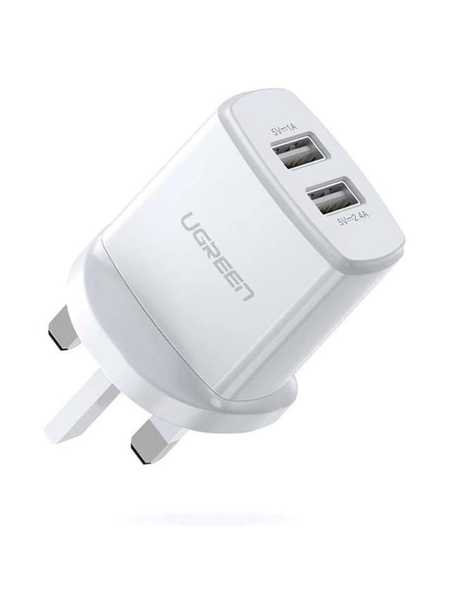 UGREEN USB Charger USB Plug,2 Port 17W 3.4A Mains Charger compatible for iPhone 13,12,11, Pro Max iPad Air,iPad Pro,Samsung Galaxy S20,S9,S8,S7 Edge,S6, HUAWEI White