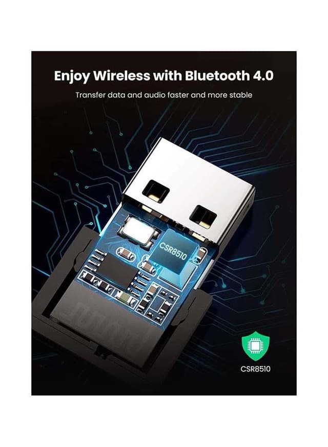 UGREEN USB Bluetooth 4.0 Adapter Wireless Dongle Plug and Play for Win 11 10 8.1 8 Support Win XP 7 Vista Laptop Desktop to Bluetooth Headphone Keyboard Mouse Game Controller Black Silver