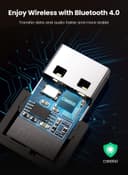 UGREEN USB Bluetooth 4.0 Adapter Wireless Dongle Plug and Play for Win 11 10 8.1 8 Support Win XP 7 Vista Laptop Desktop to Bluetooth Headphone Keyboard Mouse Game Controller Black Silver