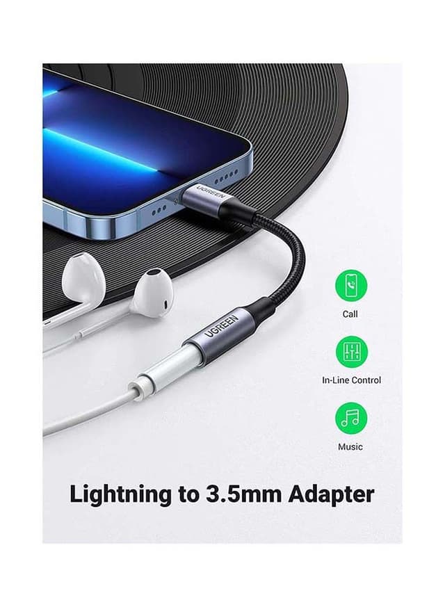 UGREEN Apple Headphones Adapter MFI Certified Lightning to 3.5mm Headphone Jack Converter for iPhone 13 13 Mini 13 Pro 13 Pro Max 12 mini 12 12 Pro 12 Pro Max iPad 9 Black