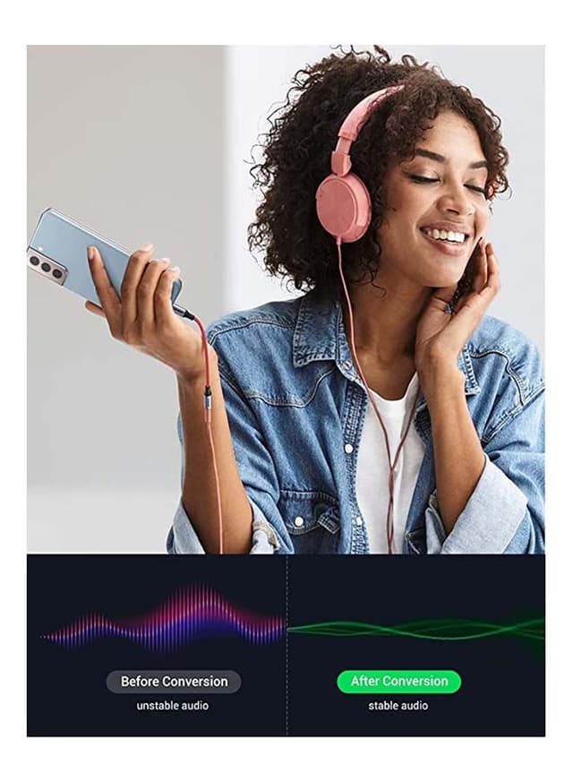 UGREEN USB-C to 3.5mm Adapter DAC Audio Adapter USB C to Aux Headphone Jack Adapter Dongle Audio Cable Braided for iPad Pro 2020 2018 Samsung S21+ S20 S20+ red