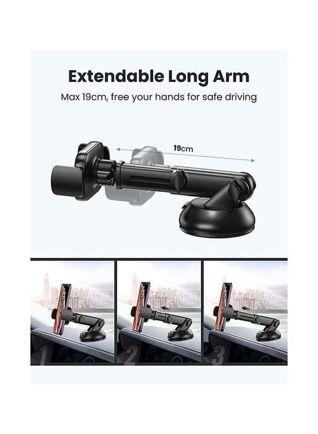 UGREEN Car Phone Holder Dashboard Mobile Stand Windshield Car Cradle Suction for iPhone 13 Pro 13 Pro Max 13 13 mini iPhone 12 pro max 11 Pro Max Xs Max X Galaxy S10+ Black