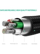 كيبل شحن USB إلى Micro USB 2.0 - أسود UGREEN Micro USB Cable 3M Nylon Braided Wire Fast Quick Charger Cord