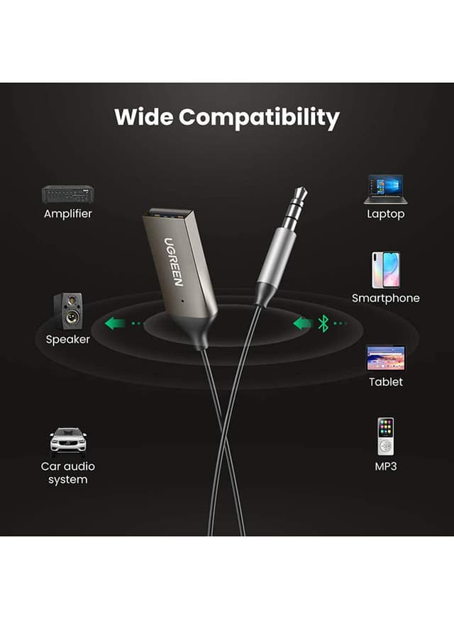 جهاز استقبال بلوتوث للسيارة من USB 2.0 إلى 3.5 ملم aux مع ميكروفون مدمج لسماعات السيارةBluetooth Car Receiver USB 2.0 to 3.5mm Jack Handsfree Car kit Audio Receiver with Built-in Microphone