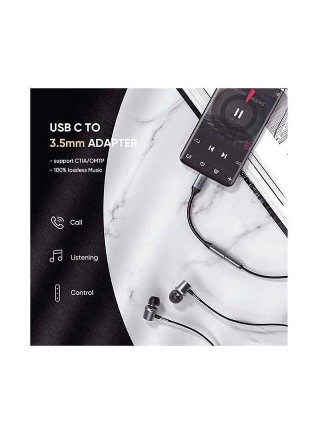 UGREEN USB C to 3.5mm Headphone Adapter to Aux Adapter Audio Jack Dongle Adapter for Huawei P20 P20 Pro Mate 10 Pro Xiaomi Mi 8 Oneplus Grey