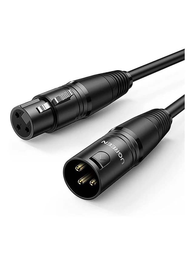 كابل ميكروفون XLR إلى XLR بطول 1 متر أسود يوغرين UGREEN Cable Microphone XLR Male to Female XLR