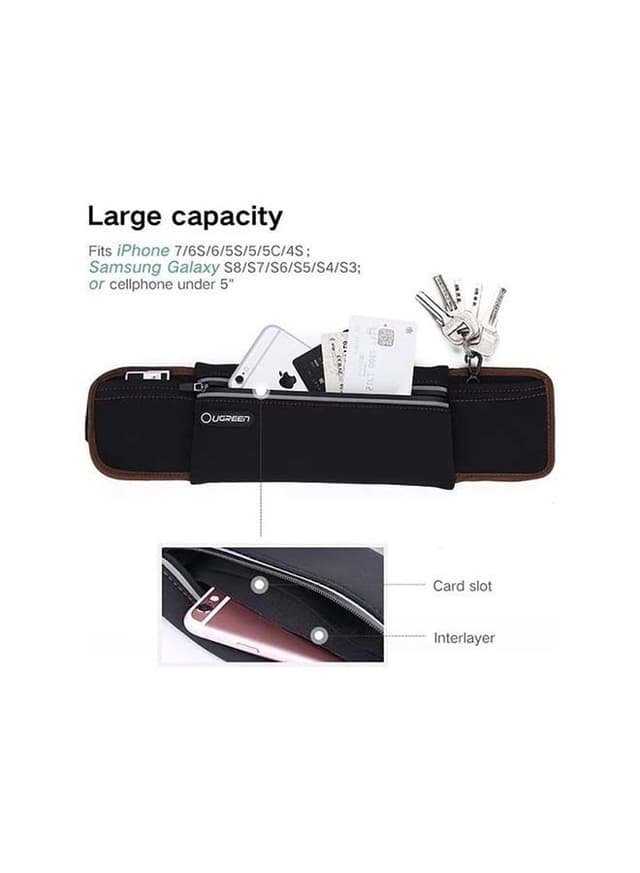 UGREEN Running Belt Pouch Runners Fanny Pack Waist Bag Black