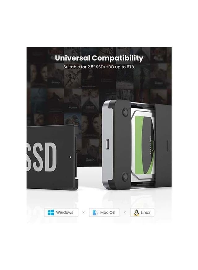 علبة هاردسك خارجي ساتا SSD و HDD تايب سي بسرعة 6 جيجابايت/الثانية يوغرين UGREEN USB C Hard Drive Enclosure