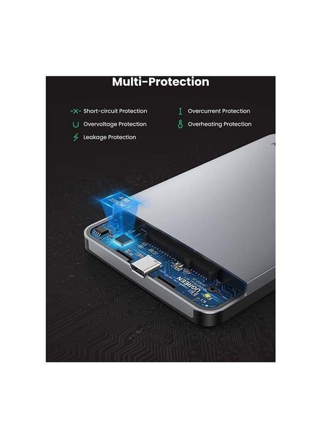 علبة هاردسك خارجي ساتا SSD و HDD تايب سي بسرعة 6 جيجابايت/الثانية يوغرين UGREEN USB C Hard Drive Enclosure
