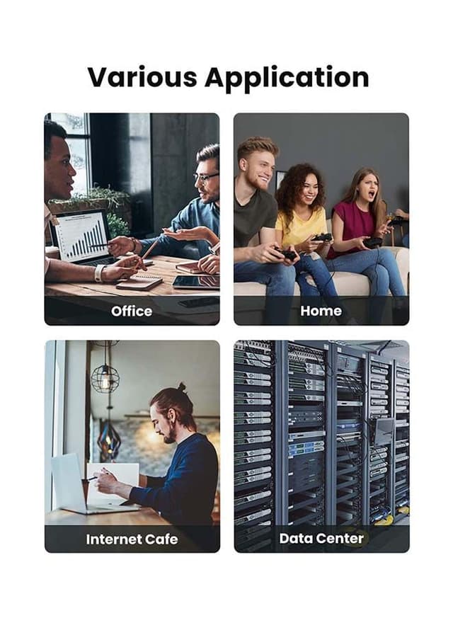 كيبل كات 7 , 1 متر - أسود UGREEN Ethernet Cable Cat7 High Speed Flat Gigabit RJ45 LAN Cable 10Gbps Shielded Internet Network