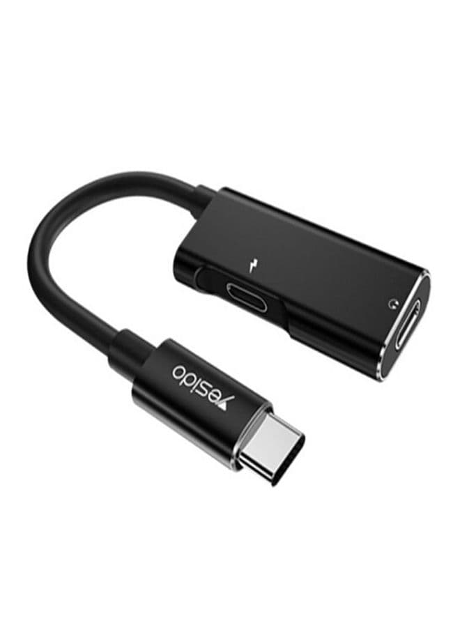 محول 2 في 1 Type-C "منفذ AUX + شحن سريع" | Dual Input Usb-C to Type C Audio Adapter