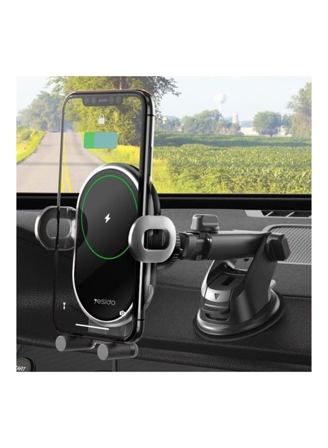 شاحن سيارة لاسلكي 10W أسود Wireless Car Mounted Phone Holder Charger - Yesido