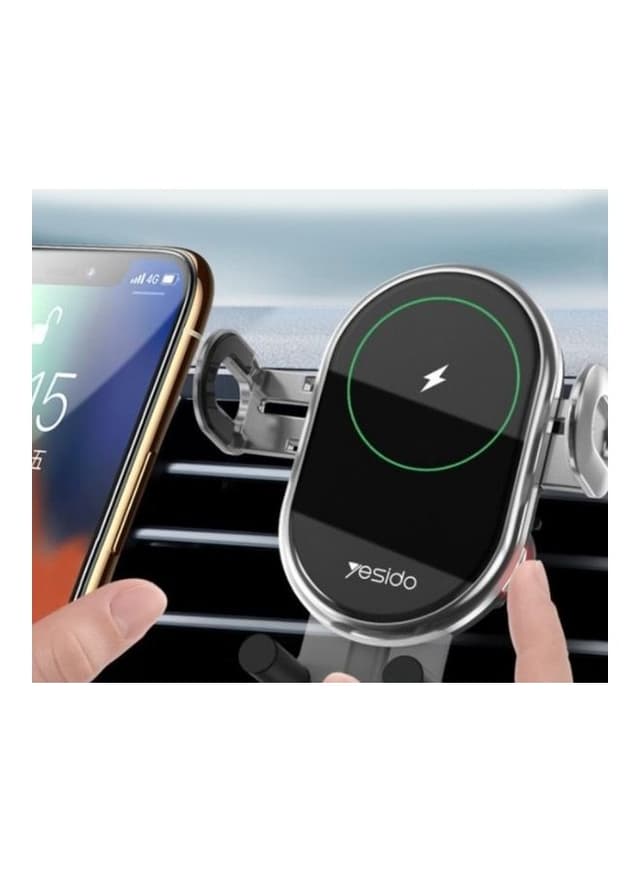 شاحن سيارة لاسلكي 10W أسود Wireless Car Mounted Phone Holder Charger - Yesido