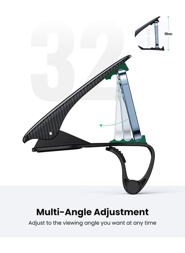 UGREEN Car Phone Clip Holder For iPhone 12/12 Pro 11 Pro Max XS XR 8 7 SE Samsung S20 S10 A71 A21s Huawei P40 P30 Nokia OnePlus Black