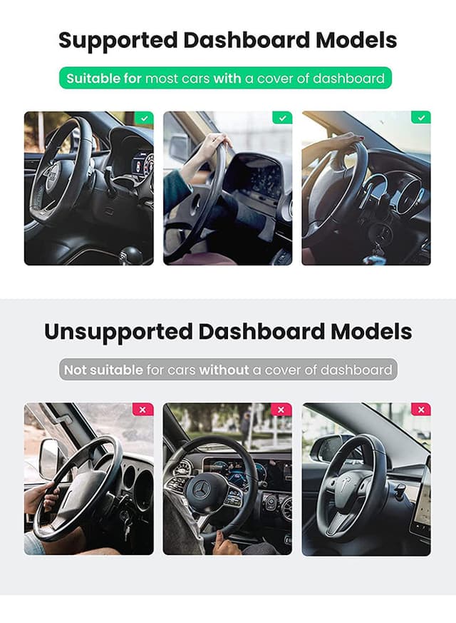 UGREEN Car Phone Clip Holder For iPhone 12/12 Pro 11 Pro Max XS XR 8 7 SE Samsung S20 S10 A71 A21s Huawei P40 P30 Nokia OnePlus Black