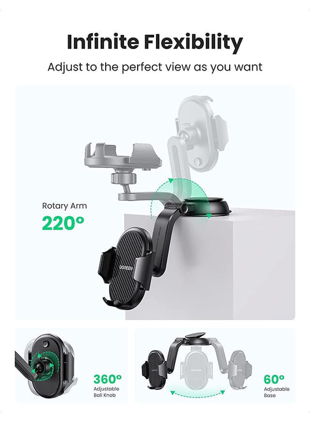 حامل موبايل للسيارة 360 درجة للآيفون 13 برو-  برو ماكس وجمع أجهزة غالاكسي و هواوي Car Phone Holder Dashboard Phone Holder 360 Degrees Rotatable Car Phone Stand Mobile Stand for iPhone 13 Pro Pro Max Mini Galaxy Huawei