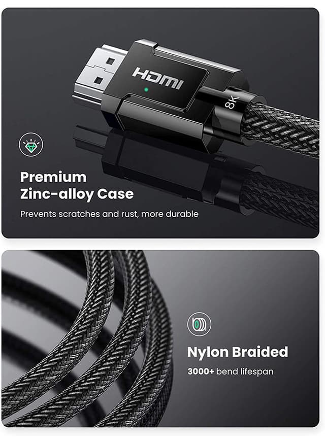 كابل hdmi ( بدقة 4K ، طول 3 متر  ) - اسود UGREEN -  HDMI Cable Ultra High-Speed Cord 48 Gbps
