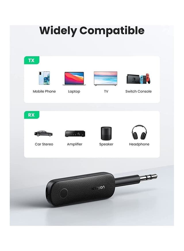UGREEN Bluetooth 5.0 Audio Transceiver Wireless Bluetooth Transmitter and Receiver Adapter for Wireless Music Stream with Hand-free Call Black