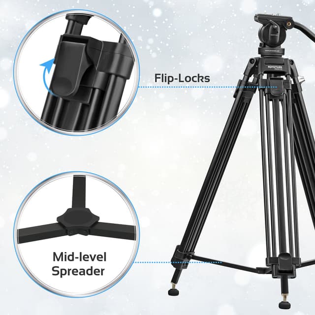 promate Professional Aluminum Video Tripod with Mid-Level Spreader