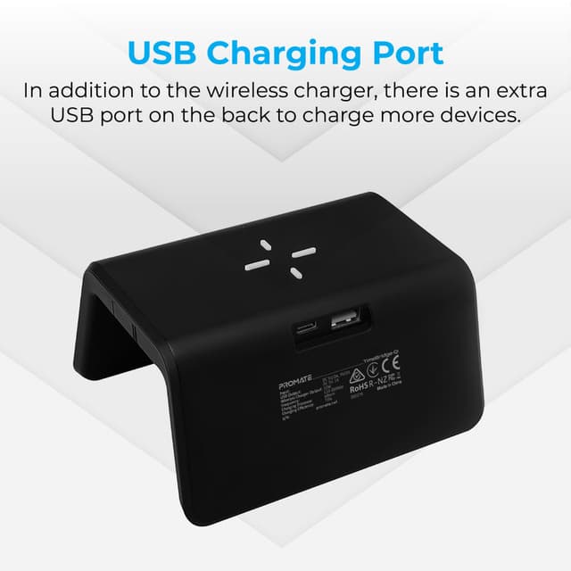 منبه ذكي 3 في 1  PROMATE Multi-Function LED Alarm Clock with 10W Wireless Charger