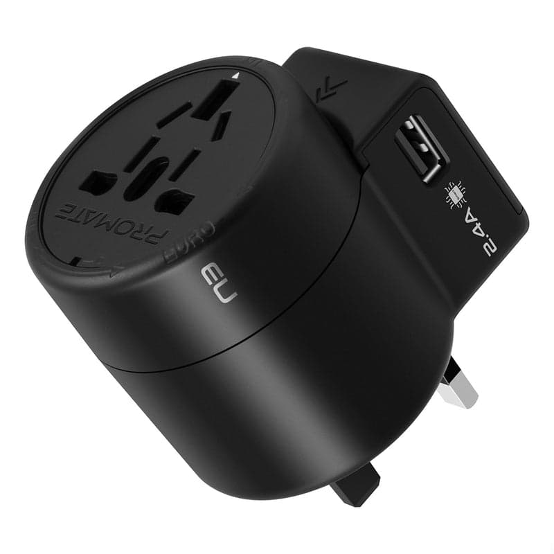 promate Universal Travel Adaptor with Dual USB Ports