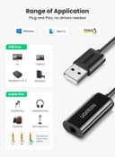 وصلة تحويل USB إلى 3.5 ملم UGREEN USB Sound Card External Converter USB Audio Adapter with 3.5mm Aux Stereo