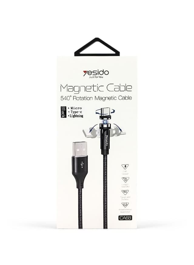كيبل شحن متعدد المخارج 3في1 Rotating Magnetic 3in1 Cable - Yesido