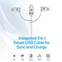 كيبل شحن متعدد الإستخدامات 3 في 1 - 1.2 متر   PROMATE Apple MFi Trio-ended Charge and Sync Cable