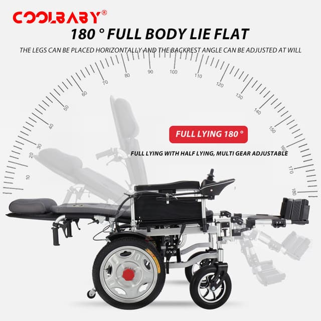 Cool Baby COOLBABY DDLY02 Electric Power Wheelchair Can Fold Lightweight Elderly Disabled Intelligent Adjustment Automatic Full-lying Electric Wheelchair
