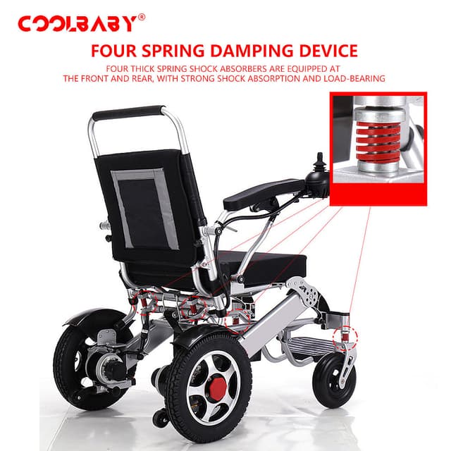 كرسي متحرك كهربائي لكبار السن وذوي الاحتياجات الخاصة قابل للطي كول بيبي COOLBABY DDLY01 Lightweight Folding Electric Wheelchair Intelligent Aluminum