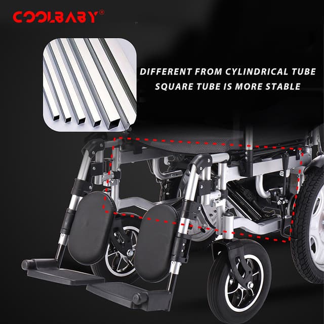 Cool Baby COOLBABY DDLY02 Electric Power Wheelchair Can Fold Lightweight Elderly Disabled Intelligent Adjustment Automatic Full-lying Electric Wheelchair