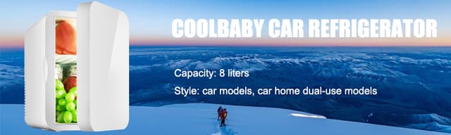 ثلاجة صغيرة للسيارة 8L أبيض Small Car Home Fridge Portable - COOLBABY