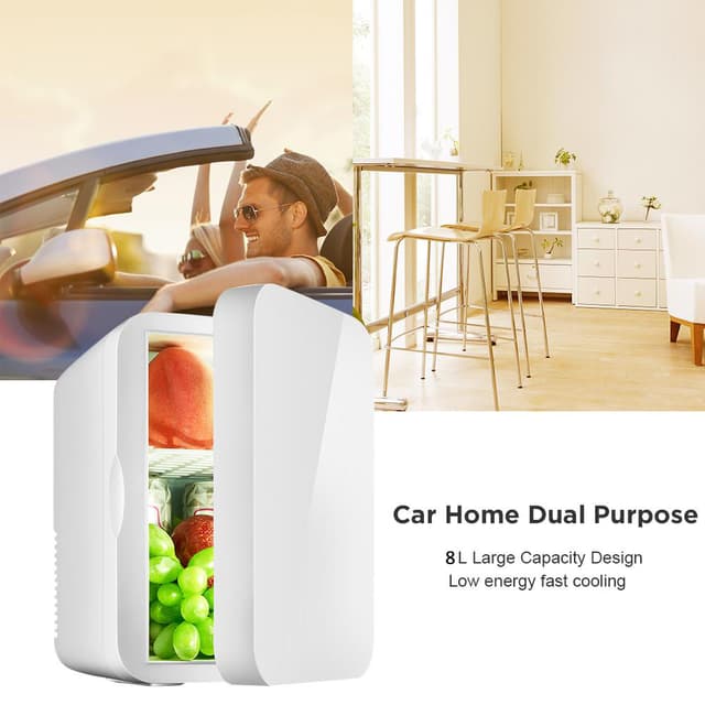 ثلاجة صغيرة للسيارة 8L أبيض Small Car Home Fridge Portable - COOLBABY