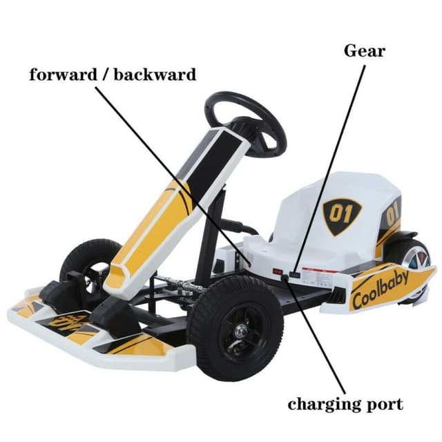 سكوتر كهربائي درفت للبالغين وللأطفال - 36 فولت - أبيض وأصفر COOLBABY DP10-OR-LHX electric scooter go cart electric