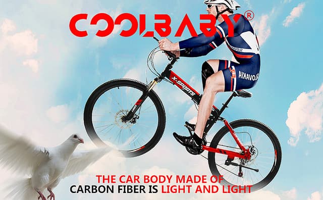 Cool Baby COOLBABY ZXCA1 Mountain Bike 26 inch Folding Bikes with Iron mountain frame, Featuring Ordinary double cutter ring and 21 Speed Shifter, Anti-Slip Bicycles（Gifts: helmets and gloves）