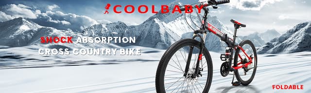 Cool Baby COOLBABY ZXCA1 Mountain Bike 26 inch Folding Bikes with Iron mountain frame, Featuring Ordinary double cutter ring and 21 Speed Shifter, Anti-Slip Bicycles（Gifts: helmets and gloves）