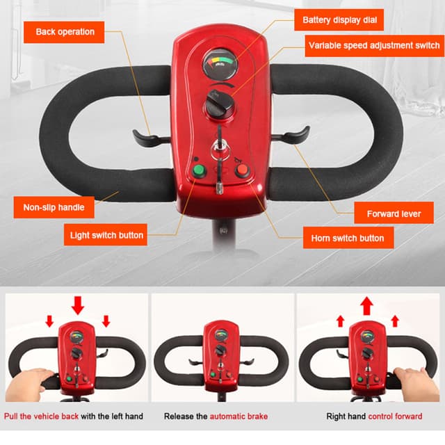 Cool Baby COOLBABY X-01 Golf Cart Electric Adult Mobility Scooter Trolley 4 Wheels Electric Folding Golf Scooter for Adults Seniors with Seat