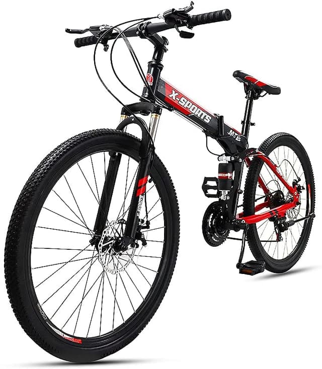 Cool Baby COOLBABY ZXCA1 Mountain Bike 26 inch Folding Bikes with Iron mountain frame, Featuring Ordinary double cutter ring and 21 Speed Shifter, Anti-Slip Bicycles（Gifts: helmets and gloves）