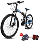 Cool Baby COOLBABY ZXCA1 Mountain Bike 26 inch Folding Bikes with Iron mountain frame, Featuring Ordinary double cutter ring and 21 Speed Shifter, Anti-Slip Bicycles（Gifts: helmets and gloves）