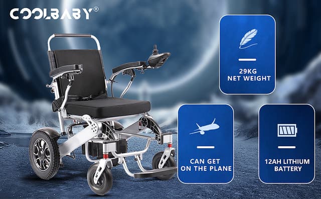 كرسي متحرك كهربائي لكبار السن وذوي الاحتياجات الخاصة قابل للطي كول بيبي COOLBABY DDLY01 Lightweight Folding Electric Wheelchair Intelligent Aluminum