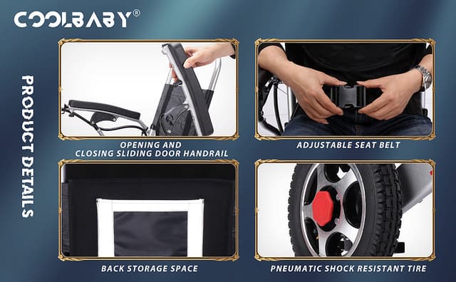 كرسي متحرك كهربائي لكبار السن وذوي الاحتياجات الخاصة قابل للطي كول بيبي COOLBABY DDLY01 Lightweight Folding Electric Wheelchair Intelligent Aluminum