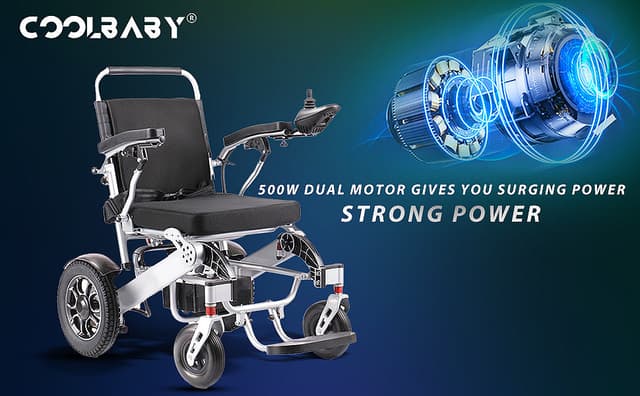 كرسي متحرك كهربائي لكبار السن وذوي الاحتياجات الخاصة قابل للطي كول بيبي COOLBABY DDLY01 Lightweight Folding Electric Wheelchair Intelligent Aluminum