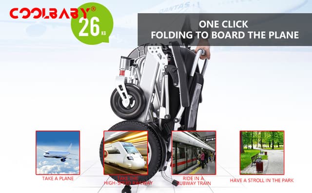 كرسي متحرك كهربائي لكبار السن وذوي الاحتياجات الخاصة قابل للطي كول بيبي COOLBABY DDLY01 Lightweight Folding Electric Wheelchair Intelligent Aluminum