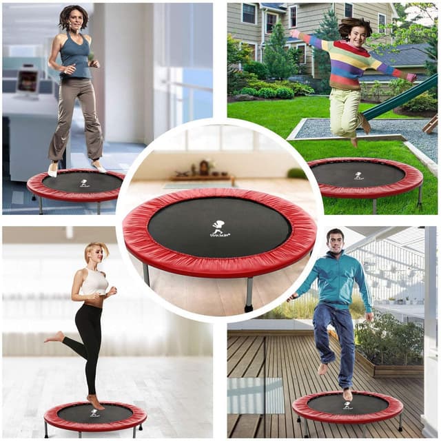 Cool Baby COOLBABY HP8962-RD 40 Inch Mini Exercise Trampoline for Adults or Kids - Indoor Fitness Rebounder Trampoline-Red