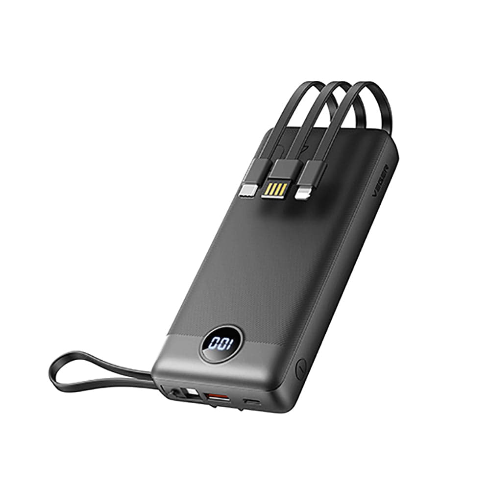 باور بانك بطارية 20000 ميلي أمبير مع كابلات مدمجة فيجر Veger Power Bank with 4 Cables
